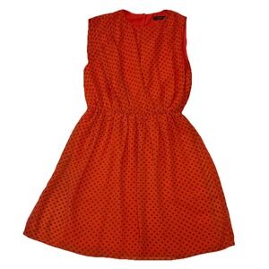 THML Womens  Dress Polka Dot Orange Blue Mini Drape Keyhole Lined Size Small